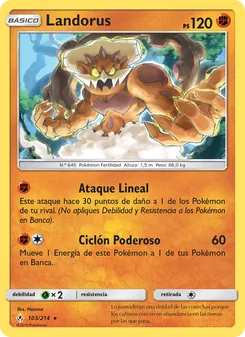 Carta Landorus de la expansión Vínculos Indestructibles, número 103/214