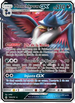 Carta Honchkrow GX de la expansión Vínculos Indestructibles, número 109/214