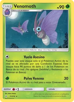 Carta Venomoth de la expansión Vínculos Indestructibles, número 11/214