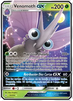 Carta Venomoth GX de la expansión Vínculos Indestructibles, número 12/214