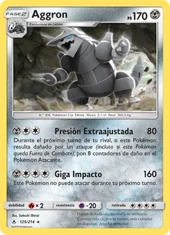 Carta Aggron de la expansión Vínculos Indestructibles, número 125/214