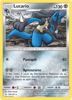 Carta Lucario de la expansión Vínculos Indestructibles, número 126/214