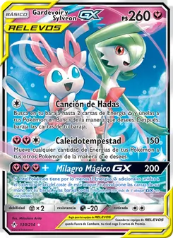 Carta Gardevoir y Sylveon GX de la expansión Vínculos Indestructibles, número 130/214