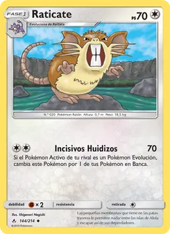 Carta Raticate de la expansión Vínculos Indestructibles, número 144/214