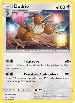 Carta Dodrio de la expansión Vínculos Indestructibles, número 151/214