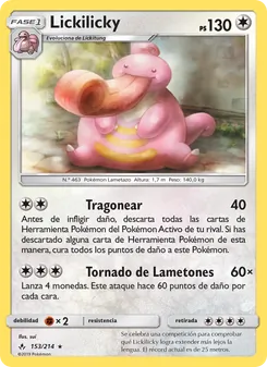Carta Lickilicky de la expansión Vínculos Indestructibles, número 153/214