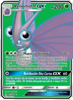 Carta Venomoth GX de la expansión Vínculos Indestructibles, número 193/214