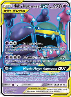 Carta Muk y Muk de Alola GX de la expansión Vínculos Indestructibles, número 196/214