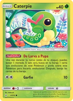 Carta Caterpie de la expansión Vínculos Indestructibles, número 2/214