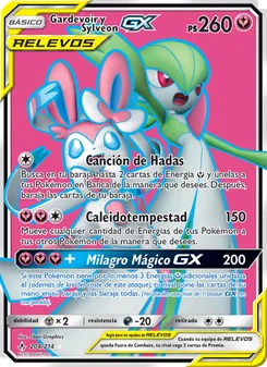 Carta Gardevoir y Sylveon GX de la expansión Vínculos Indestructibles, número 204/214