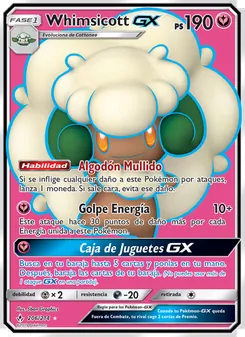 Carta Whimsicott GX de la expansión Vínculos Indestructibles, número 206/214