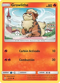 Carta Growlithe de la expansión Vínculos Indestructibles, número 21/214