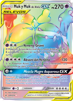 Carta Muk y Muk de Alola GX de la expansión Vínculos Indestructibles, número 220/214