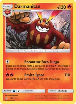 Carta Darmanitan de la expansión Vínculos Indestructibles, número 24/214