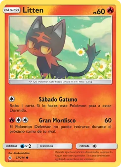 Carta Litten de la expansión Vínculos Indestructibles, número 27/214