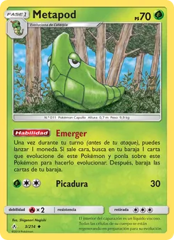 Carta Metapod de la expansión Vínculos Indestructibles, número 3/214