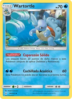 Carta Wartortle de la expansión Vínculos Indestructibles, número 34/214