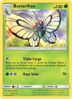 Carta Butterfree de la expansión Vínculos Indestructibles, número 4/214
