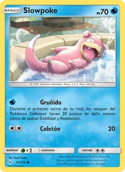Carta Slowpoke de la expansión Vínculos Indestructibles, número 42/214