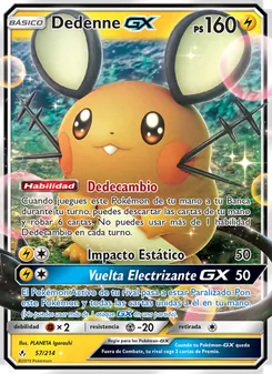 Carta Dedenne GX de la expansión Vínculos Indestructibles, número 57/214