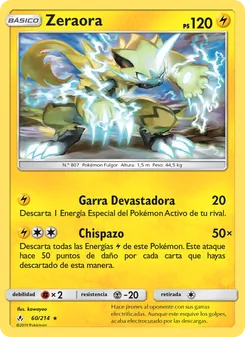 Carta Zeraora de la expansión Vínculos Indestructibles, número 60/214