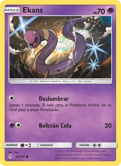 Carta Ekans de la expansión Vínculos Indestructibles, número 62/214