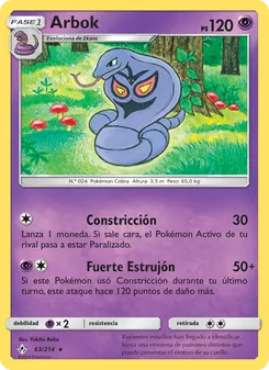 Carta Arbok de la expansión Vínculos Indestructibles, número 63/214