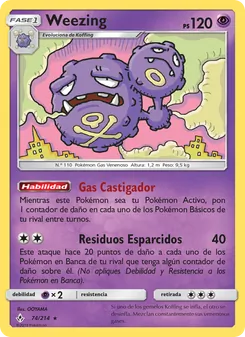 Carta Weezing de la expansión Vínculos Indestructibles, número 74/214