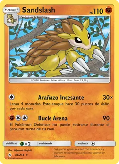 Carta Sandslash de la expansión Vínculos Indestructibles, número 84/214