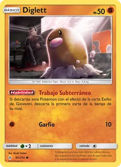 Carta Diglett de la expansión Vínculos Indestructibles, número 85/214
