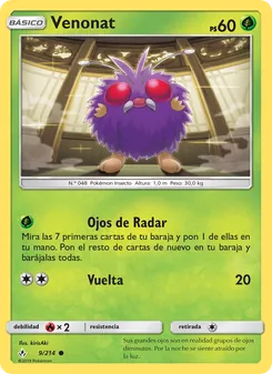 Carta Venonat de la expansión Vínculos Indestructibles, número 9/214