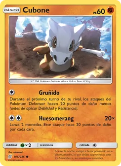 Carta Cubone de la expansión Mentes Unidas, número 105/236
