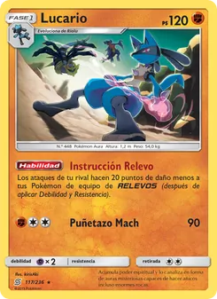 Carta Lucario de la expansión Mentes Unidas, número 117/236