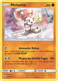 Carta Meloetta de la expansión Mentes Unidas, número 123/236