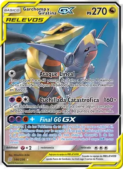 Carta Garchomp y Giratina GX de la expansión Mentes Unidas, número 146/236