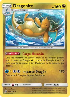 Carta Dragonite de la expansión Mentes Unidas, número 151/236