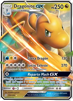 Carta Dragonite GX de la expansión Mentes Unidas, número 152/236