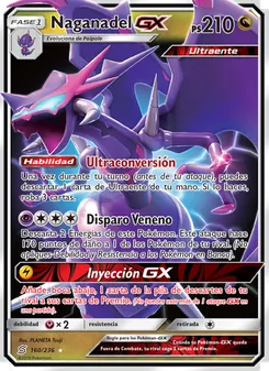 Carta Naganadel GX de la expansión Mentes Unidas, número 160/236