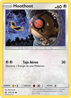 Carta Hoothoot de la expansión Mentes Unidas, número 165/236