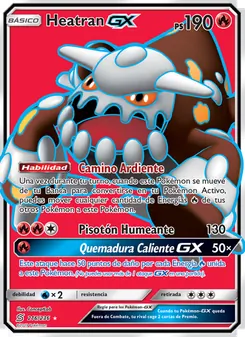 Carta Heatran GX de la expansión Mentes Unidas, número 216/236