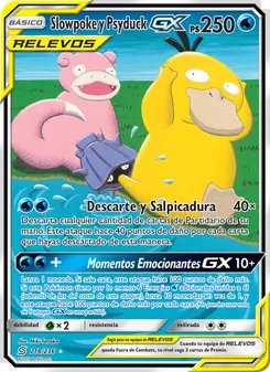 Carta Slowpoke y Psyduck GX de la expansión Mentes Unidas, número 218/236