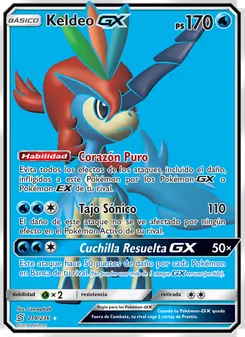 Carta Keldeo GX de la expansión Mentes Unidas, número 219/236