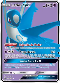 Carta Latios GX de la expansión Mentes Unidas, número 223/236