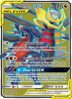 Carta Garchomp y Giratina GX de la expansión Mentes Unidas, número 228/236