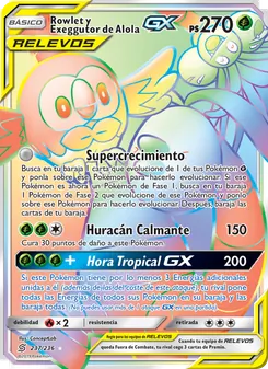 Carta Rowlet y Exeggutor de Alola GX de la expansión Mentes Unidas, número 237/236