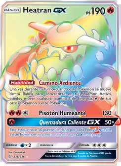 Carta Heatran GX de la expansión Mentes Unidas, número 238/236