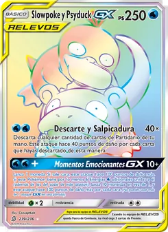 Carta Slowpoke y Psyduck GX de la expansión Mentes Unidas, número 239/236