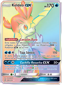 Carta Keldeo GX de la expansión Mentes Unidas, número 240/236