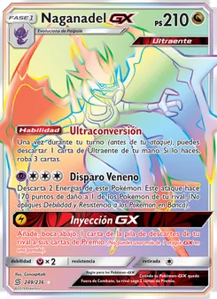 Carta Naganadel GX de la expansión Mentes Unidas, número 249/236
