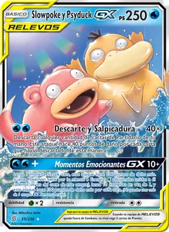 Carta Slowpoke y Psyduck GX de la expansión Mentes Unidas, número 35/236